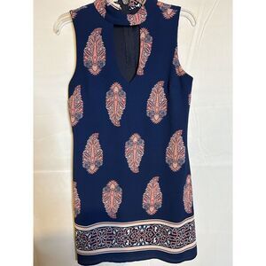 Crystal Sky Dress Size‎ Small Blue Pink Floral Keyhole Neckline